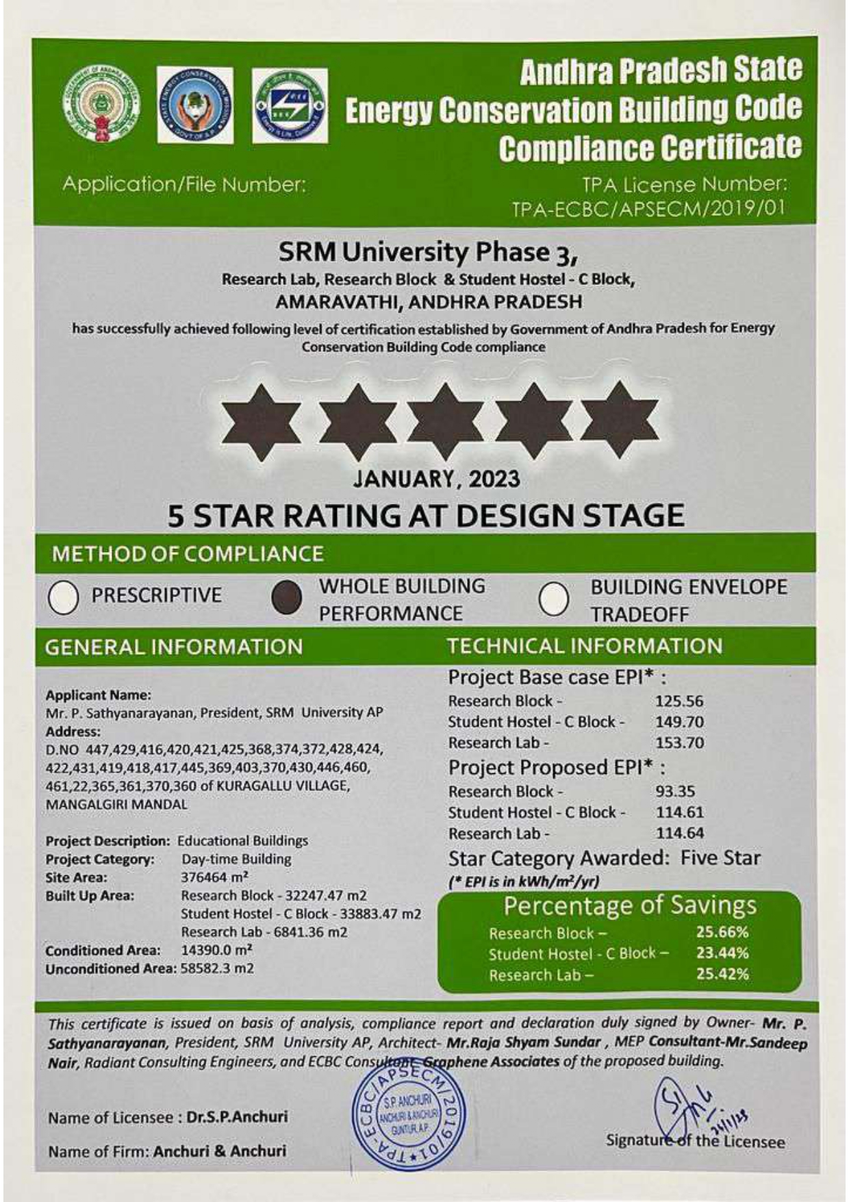 ECBC Five star rating